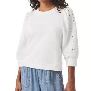 NWOT White Eyelet Embroidered Sleeve Top